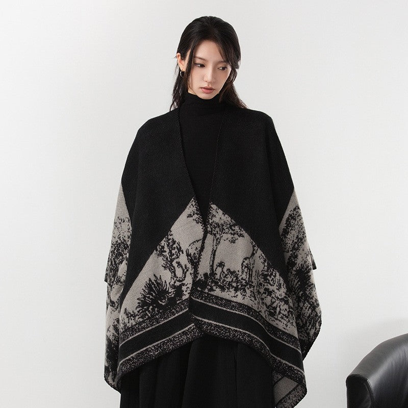 Aurea Dark Cashmere-Feel Cloak