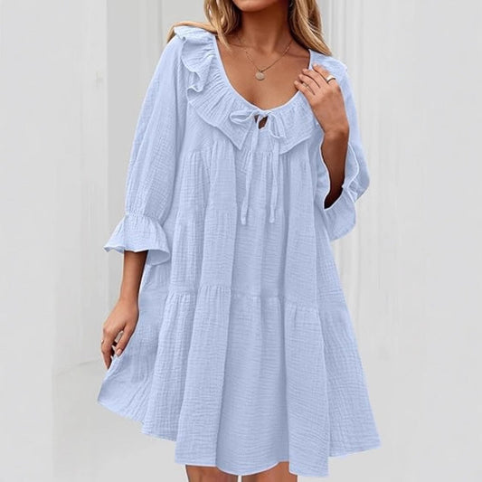 Haven Cotton Tie-Waist Long Sleeve Dress
