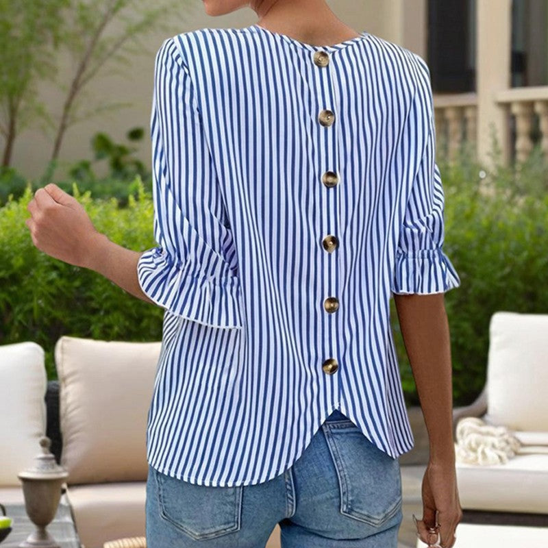 Anessa Back-Button Summer Blouse