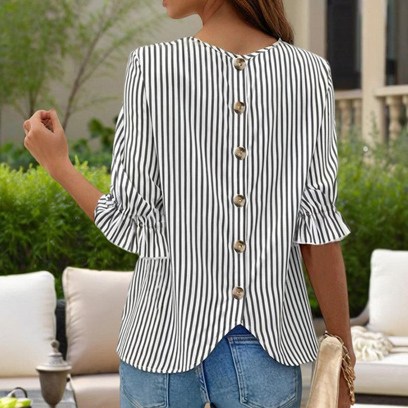 Anessa Back-Button Summer Blouse
