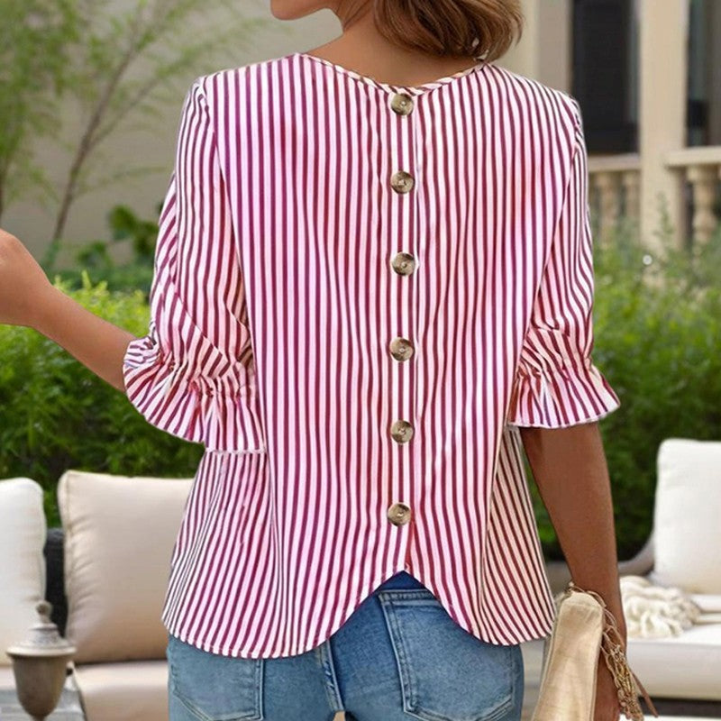 Anessa Back-Button Summer Blouse