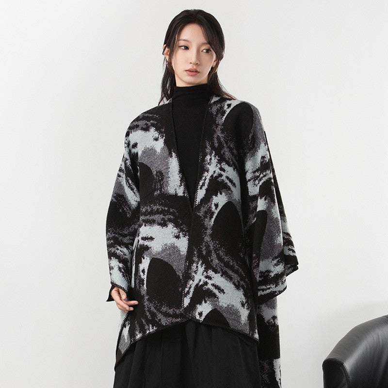 Aurea Dark Cashmere-Feel Cloak