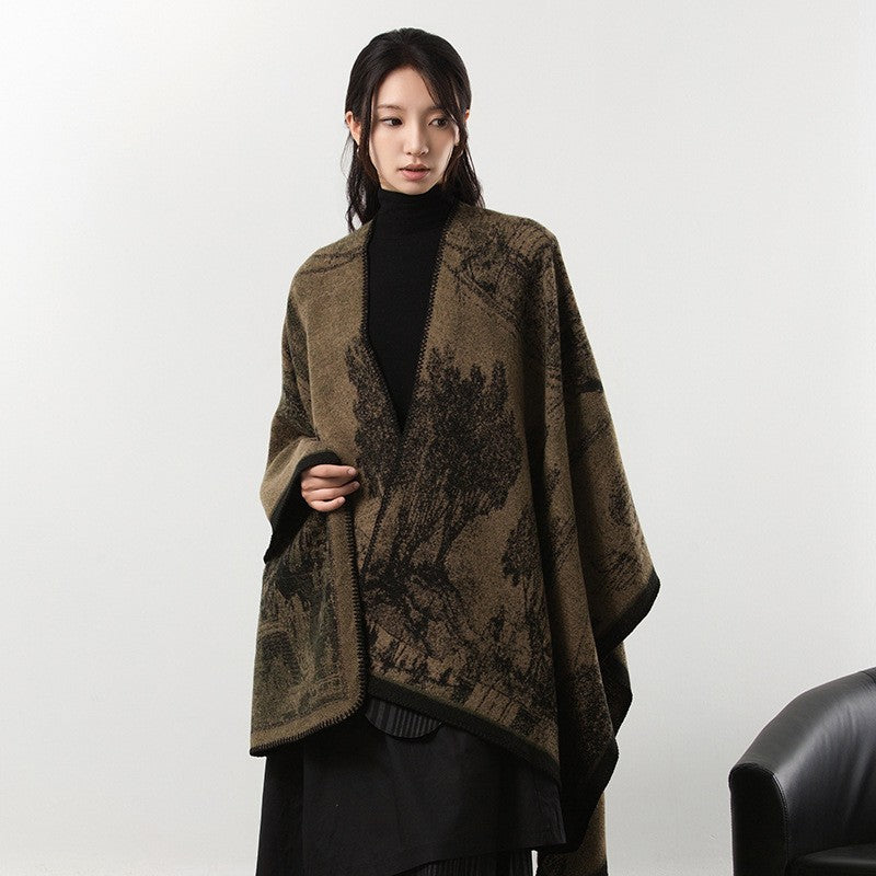 Aurea Dark Cashmere-Feel Cloak