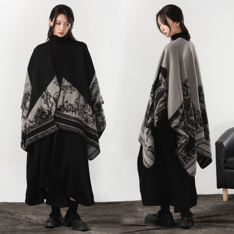 Aurea Dark Cashmere-Feel Cloak