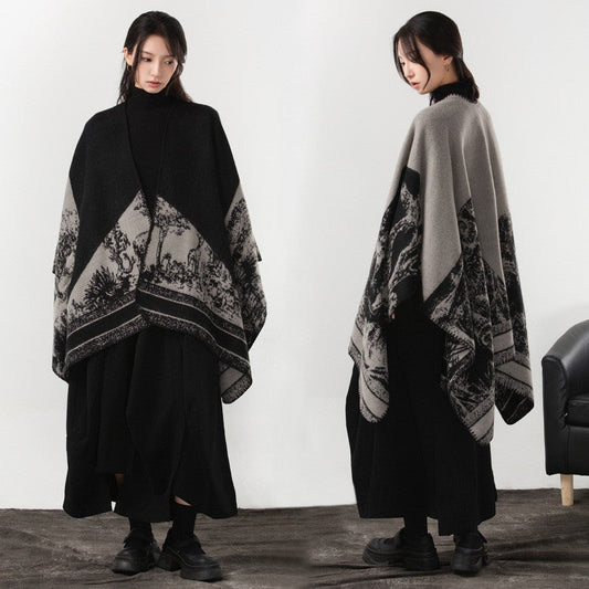 Aurea Dark Cashmere-Feel Cloak