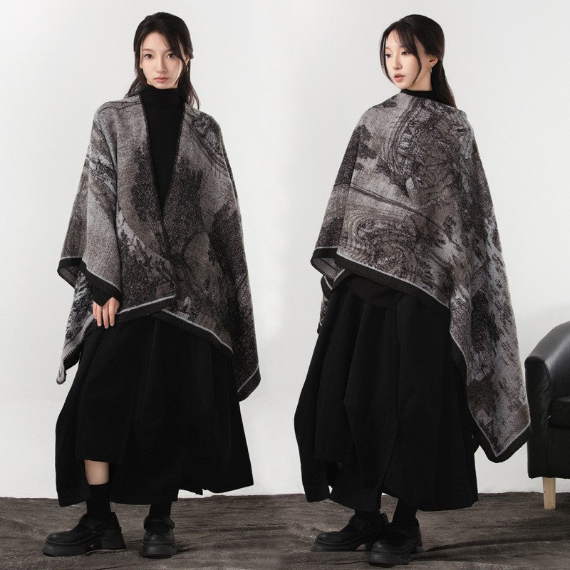 Aurea Dark Cashmere-Feel Cloak