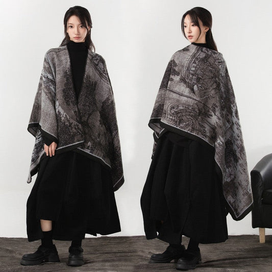 Aurea Dark Cashmere-Feel Cloak
