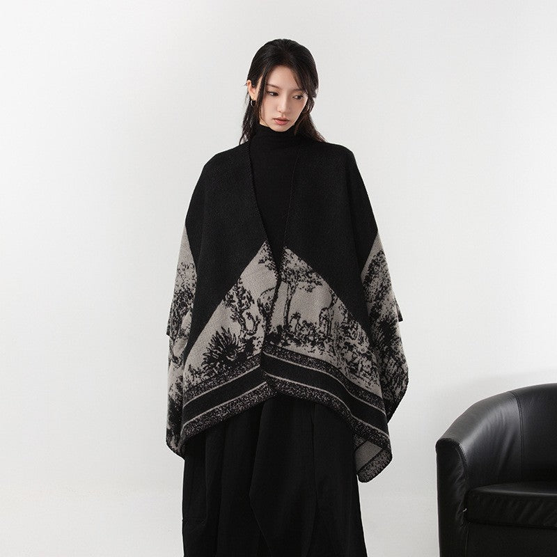 Aurea Dark Cashmere-Feel Cloak