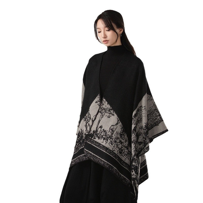 Aurea Dark Cashmere-Feel Cloak