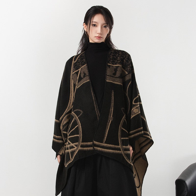 Aurea Dark Cashmere-Feel Cloak