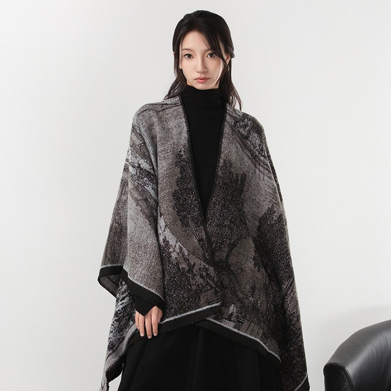 Aurea Dark Cashmere-Feel Cloak