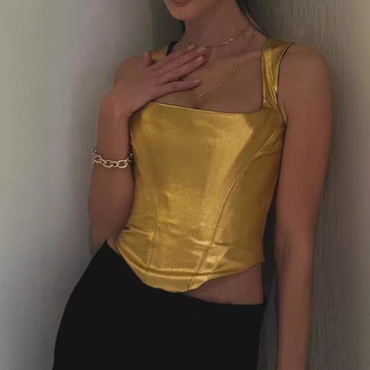 Aurelia Gold Spaghetti-Strap Top