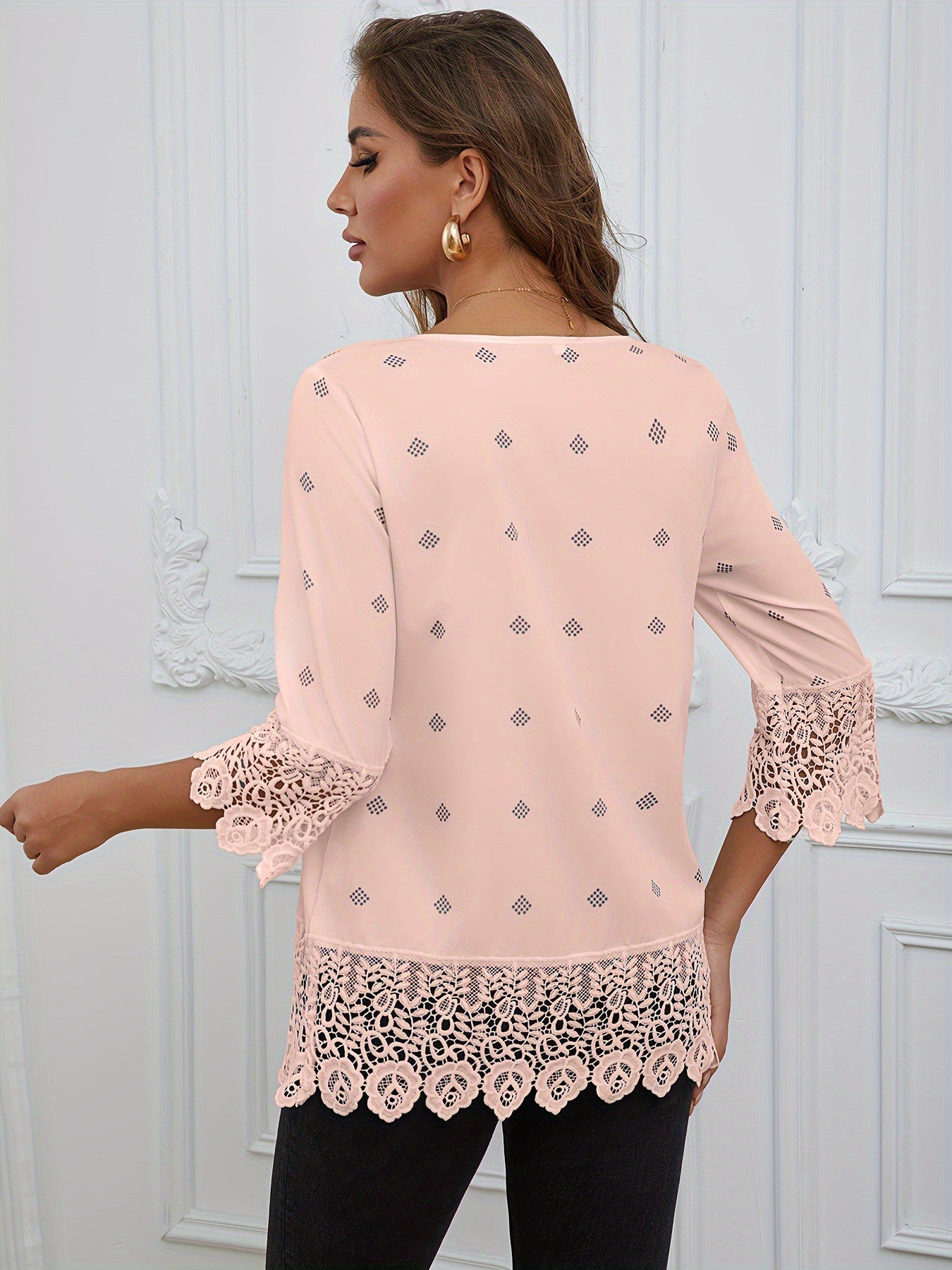 Coralie Lace Trim Polo Blouse