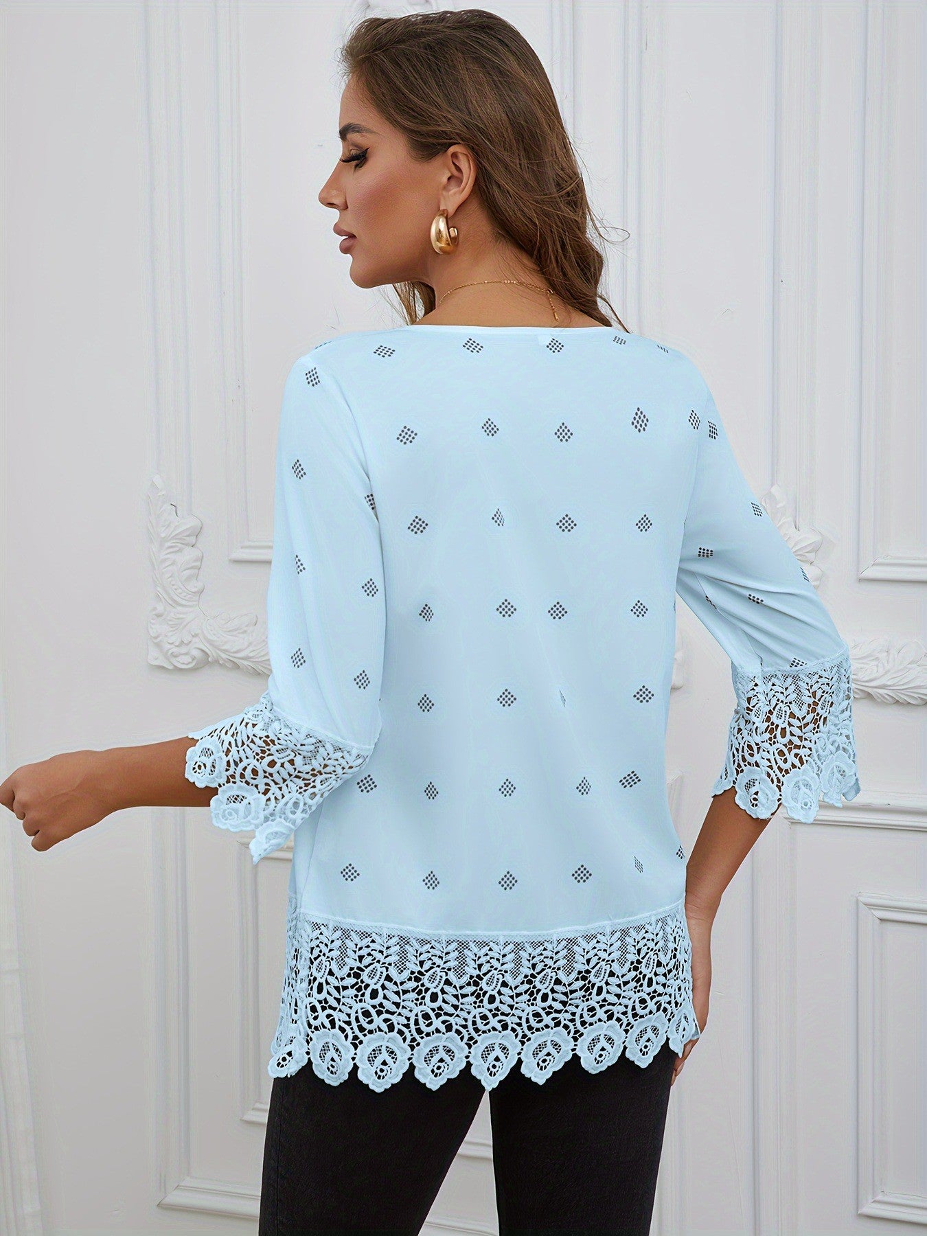 Coralie Lace Trim Polo Blouse