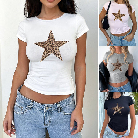 Lyra Leopard Print Cropped Tee