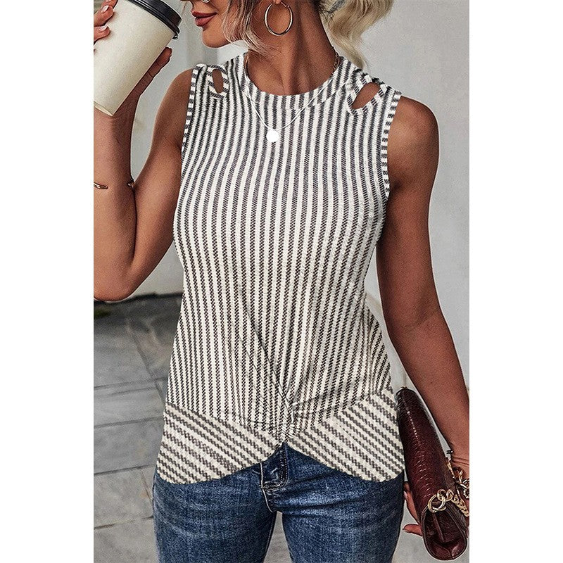 Noelle Striped Cutout Vest