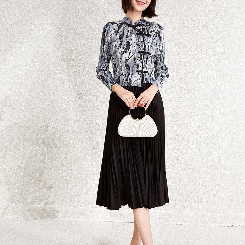 Olyra Faux-Layer Floral Midi Dress