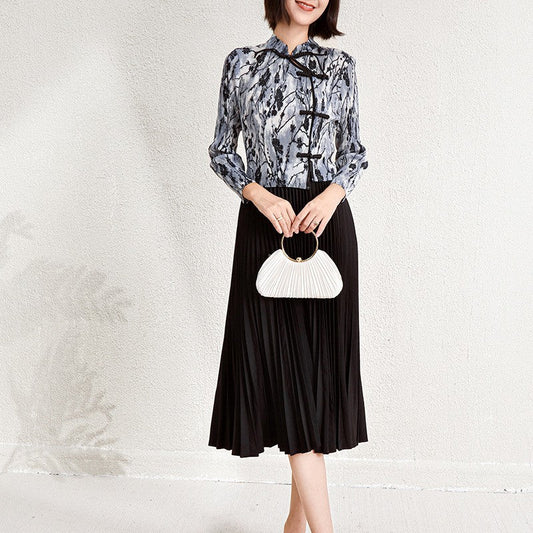 Olyra Faux-Layer Floral Midi Dress