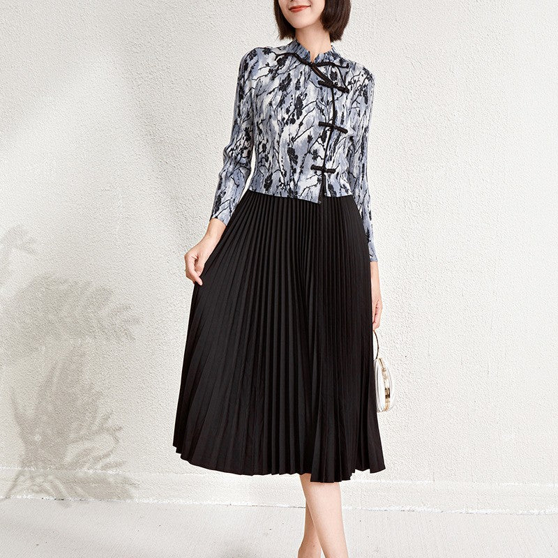 Olyra Faux-Layer Floral Midi Dress