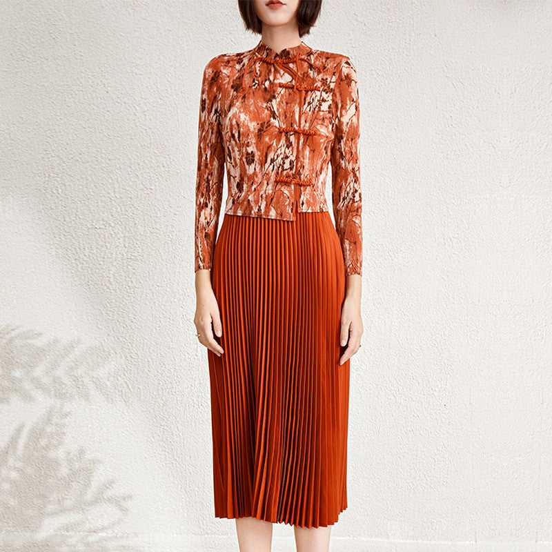 Olyra Faux-Layer Floral Midi Dress