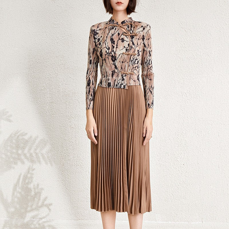 Olyra Faux-Layer Floral Midi Dress