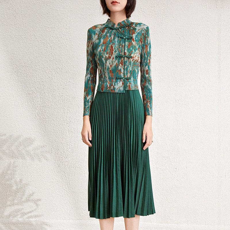 Olyra Faux-Layer Floral Midi Dress