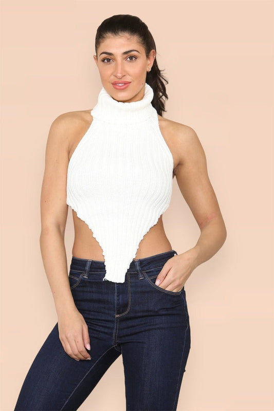 Selene High-Neck Backless Crop Top