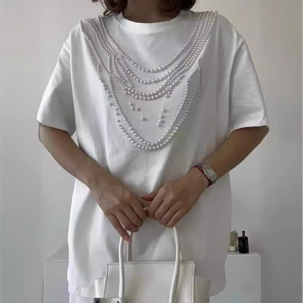 Seraphina Pearl-Embellished Cotton Top